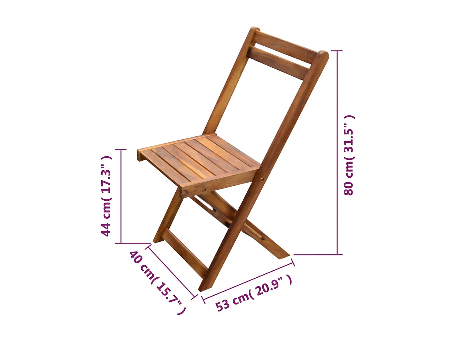 Mesa y sillas bistró plegables 3 piezas madera maciza de acacia