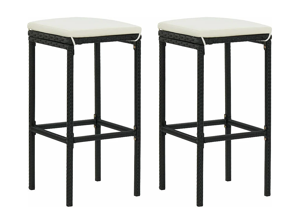 Ensemble de bar de jardin avec coussins 3 pièces Noir