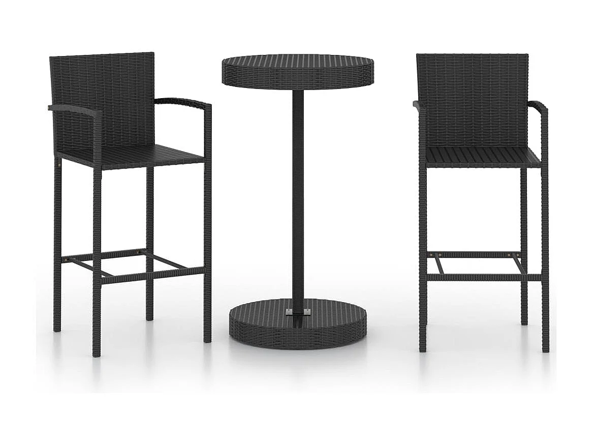 Ensemble de bar de jardin 3 pièces Résine tressée Noir