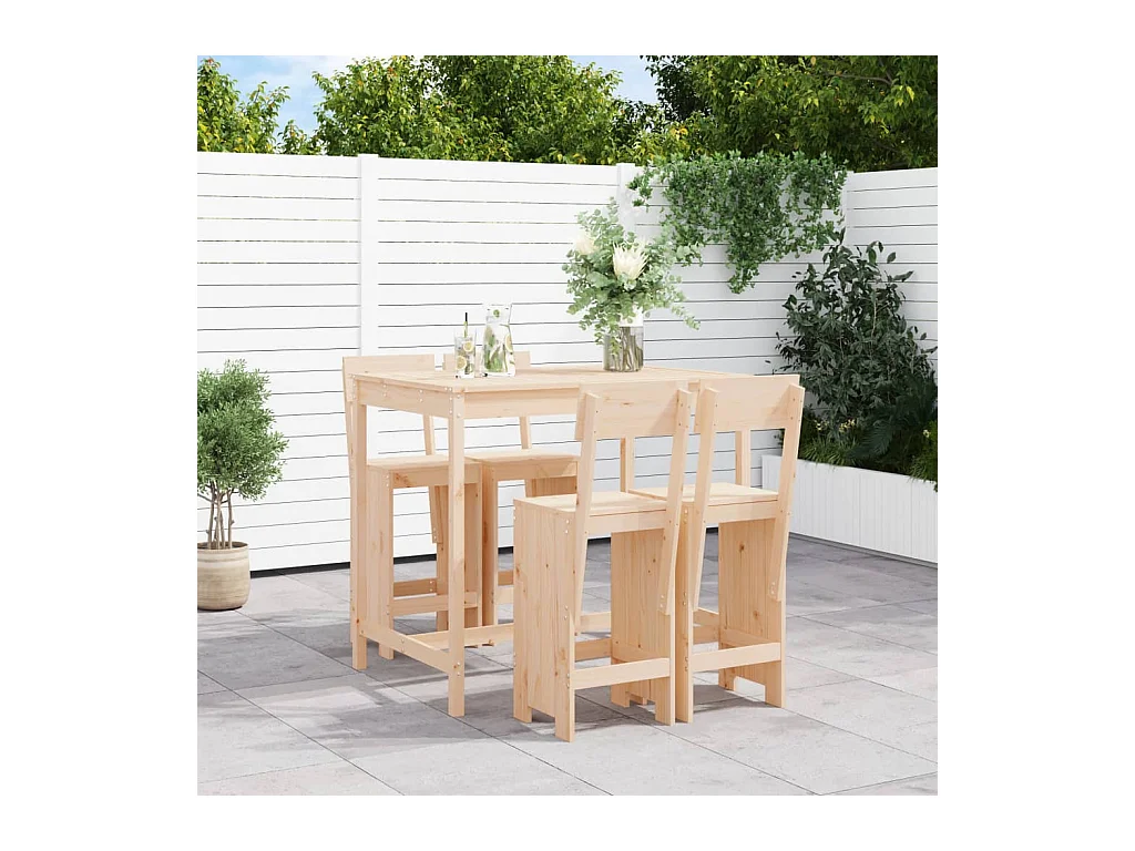 Ensemble de bar de jardin 5 pièces bois de pin massif