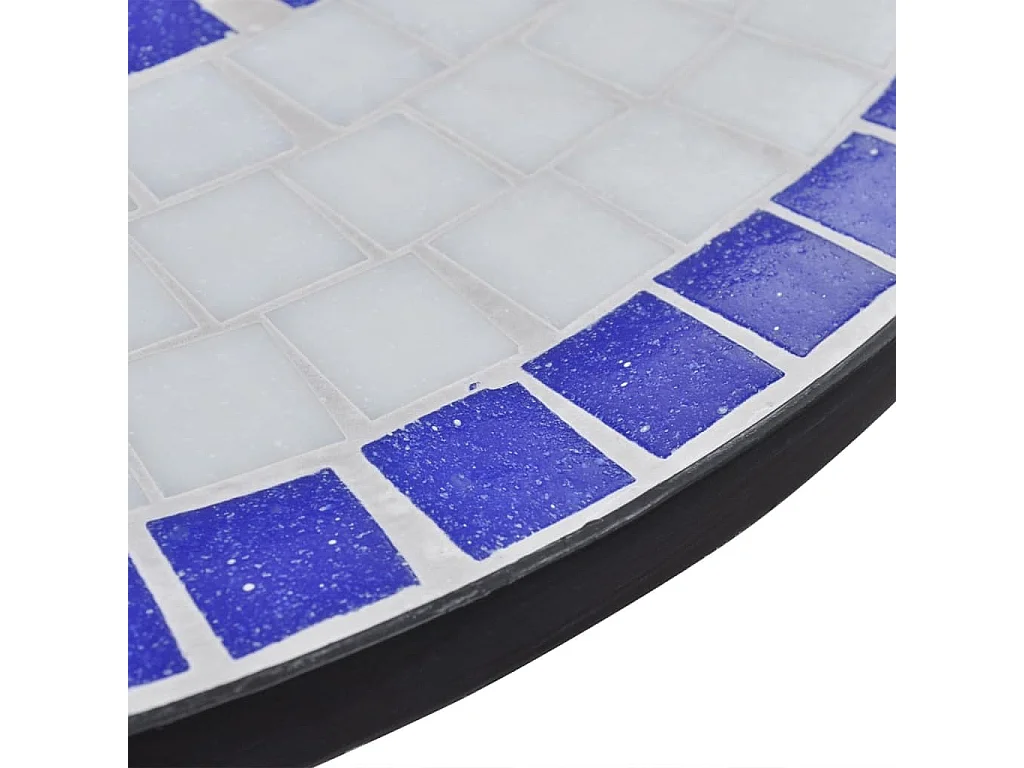 Set de mesa y sillas de jardín 3 piezas con mosaico azul y blanco