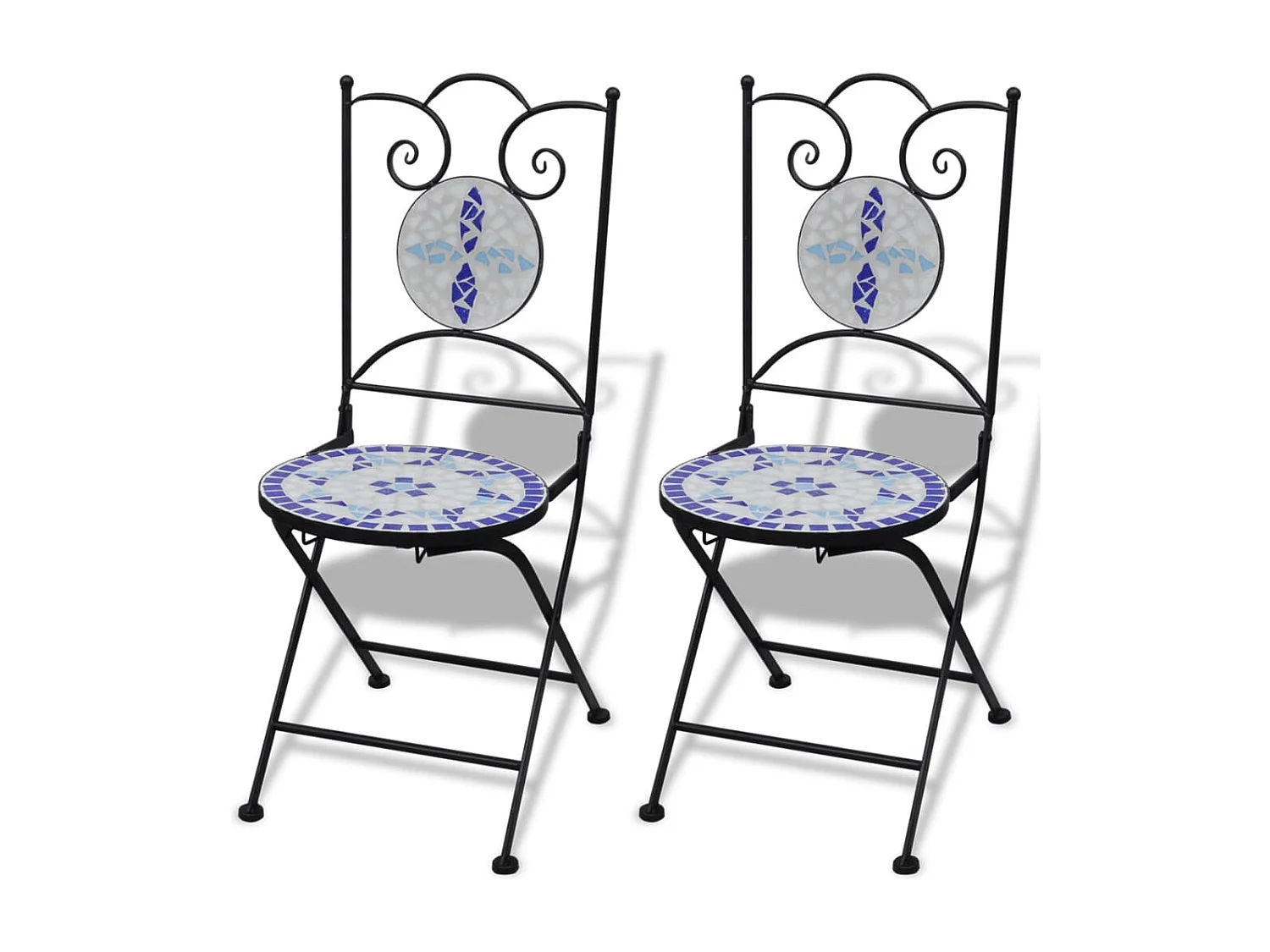 Mobilier de bistro 3 pièces Carreaux céramiques Bleu et blanc