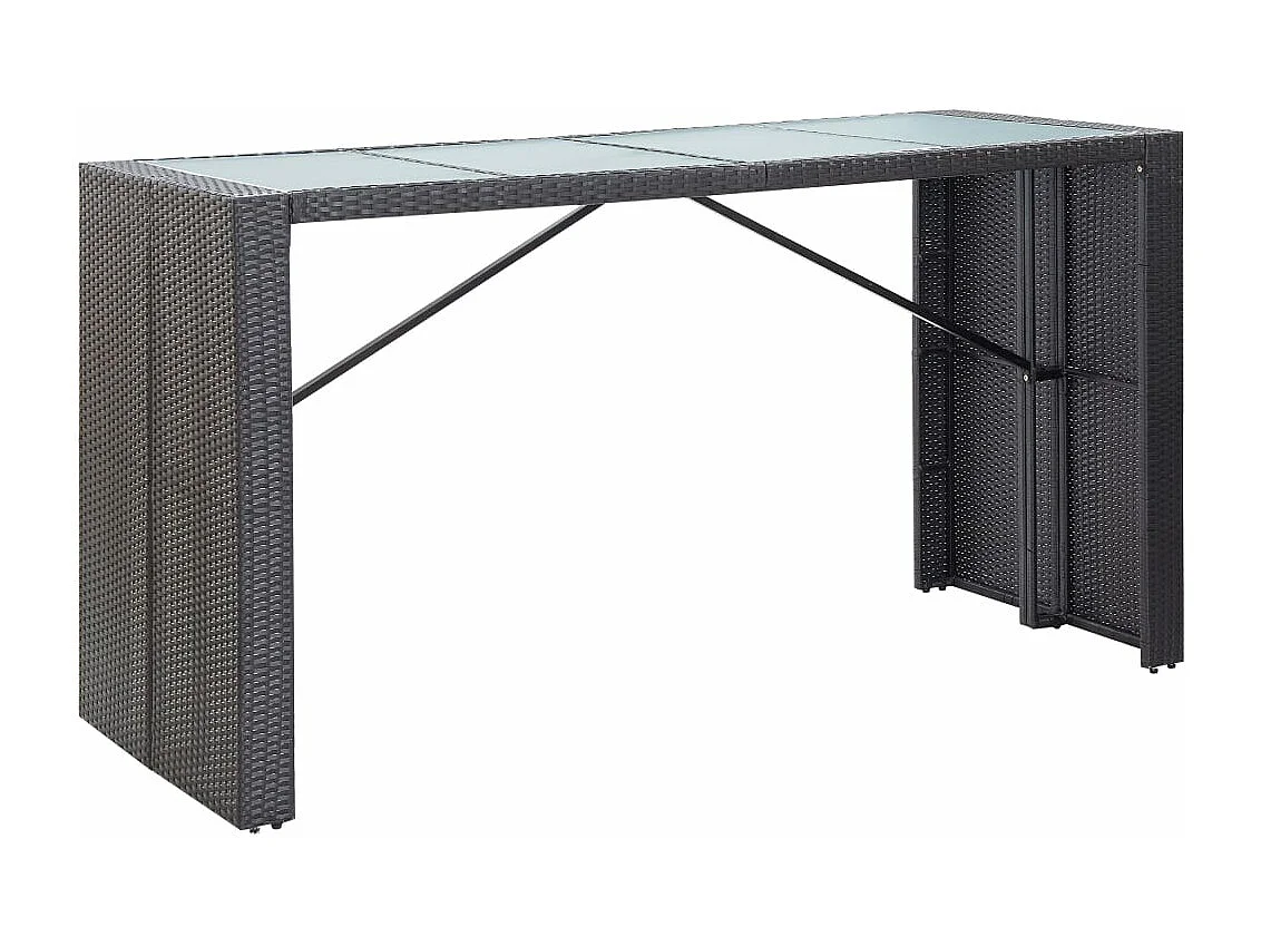 Conjunto de bar para exterior 9 peças vime PE preto