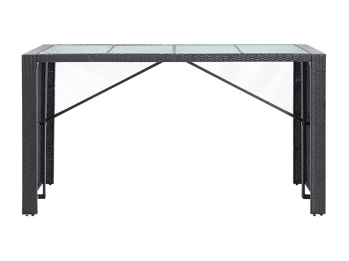 Conjunto de bar para exterior 9 peças vime PE preto