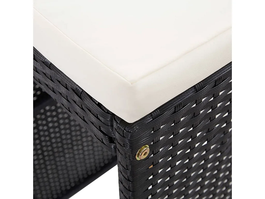 Conjunto de bar para exterior 9 peças vime PE preto