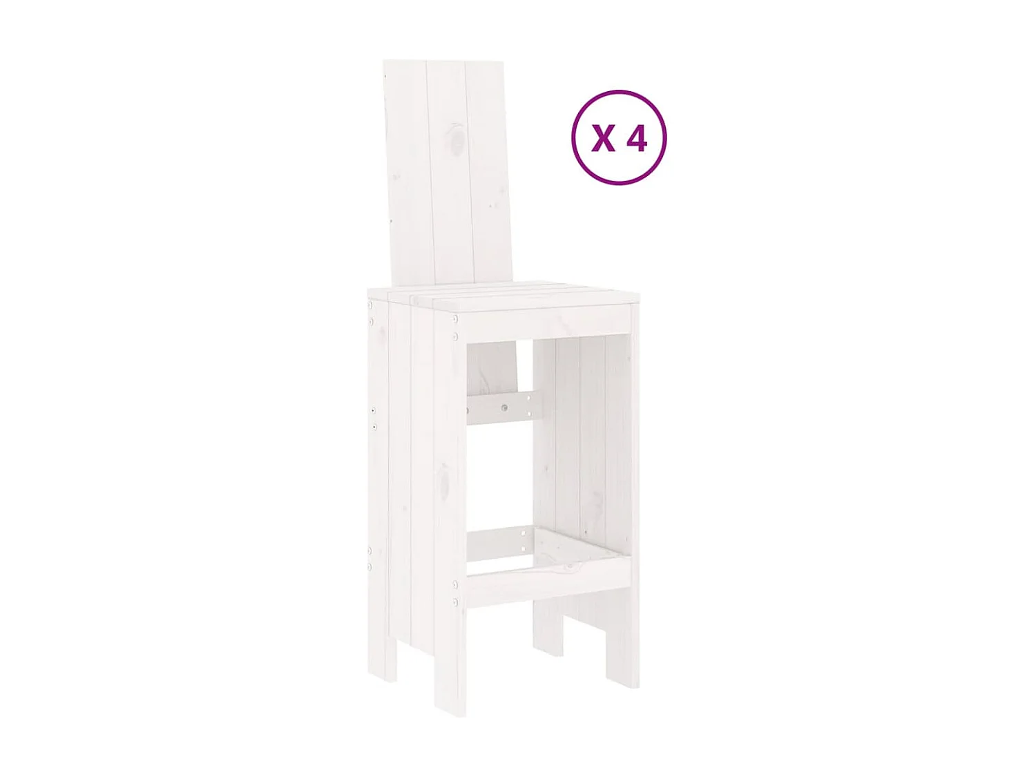 Ensemble de bar de jardin 5 pièces blanc bois massif de pin