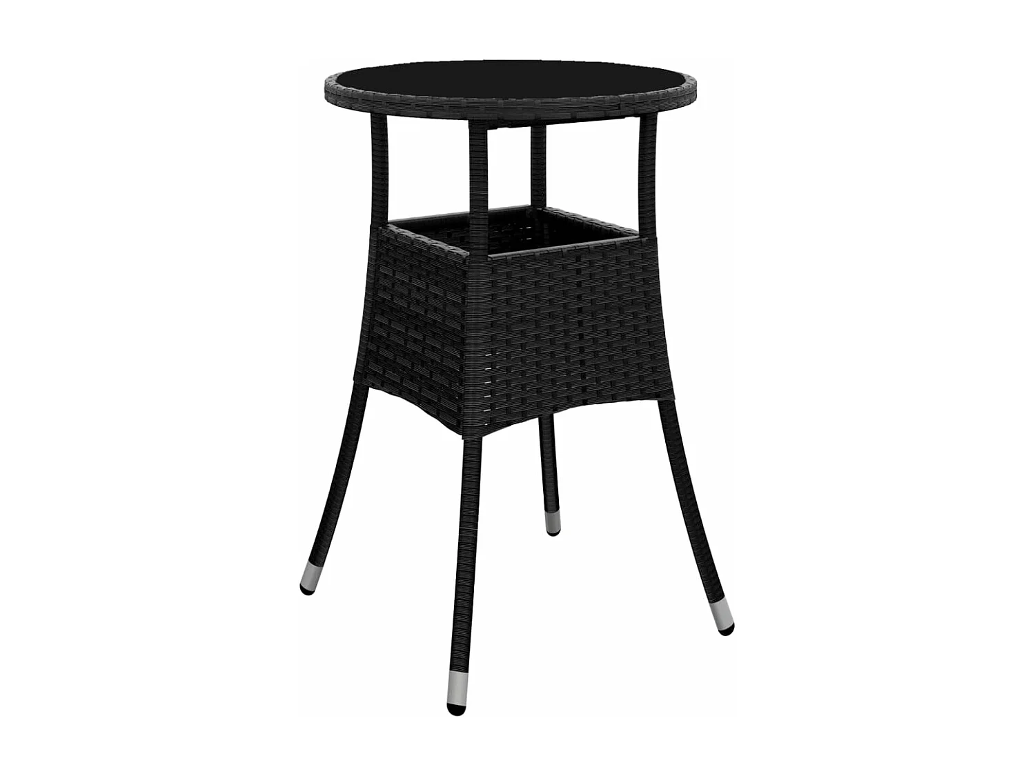 Ensemble de bistro de jardin 3 pièces coussins noir poly rotin