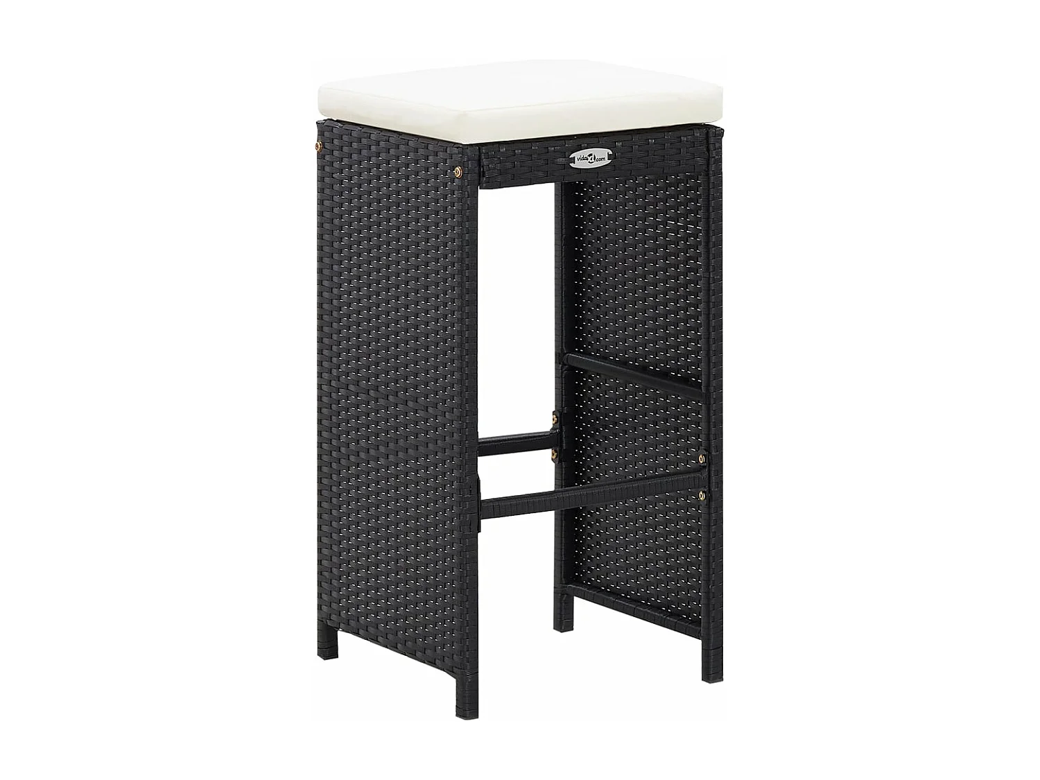 Meuble de bar de jardin 7 pièces et coussins Résine tressée Noir