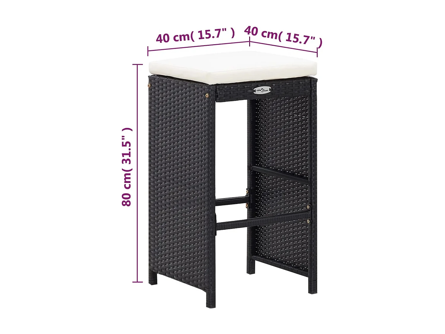 Meuble de bar de jardin 7 pièces et coussins Résine tressée Noir