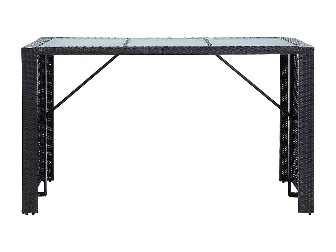 7 peças conjunto bar para jardim c/ almofadões vime PE preto