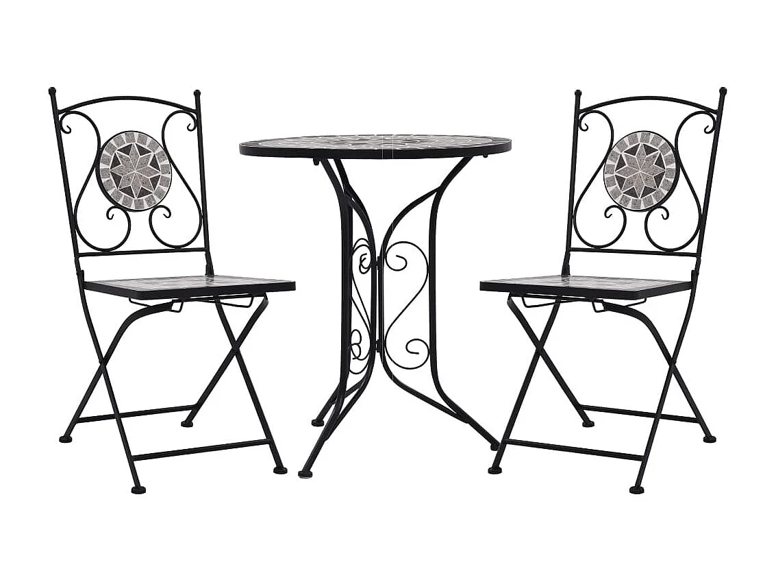 Mobilier de bistro 3 pièces mosaïque Carreaux céramiques Gris