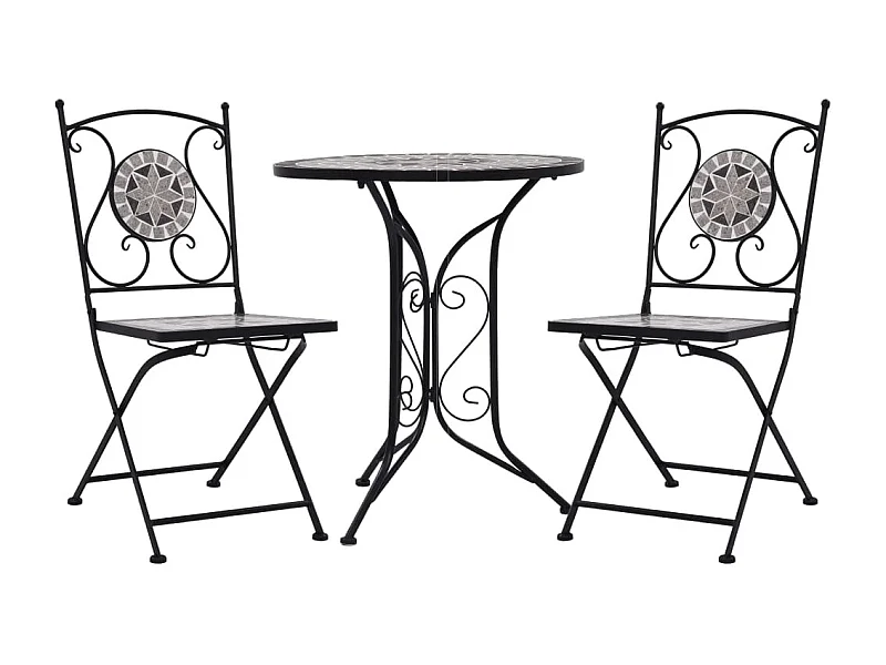 Mobilier de bistro 3 pièces mosaïque Carreaux céramiques Gris