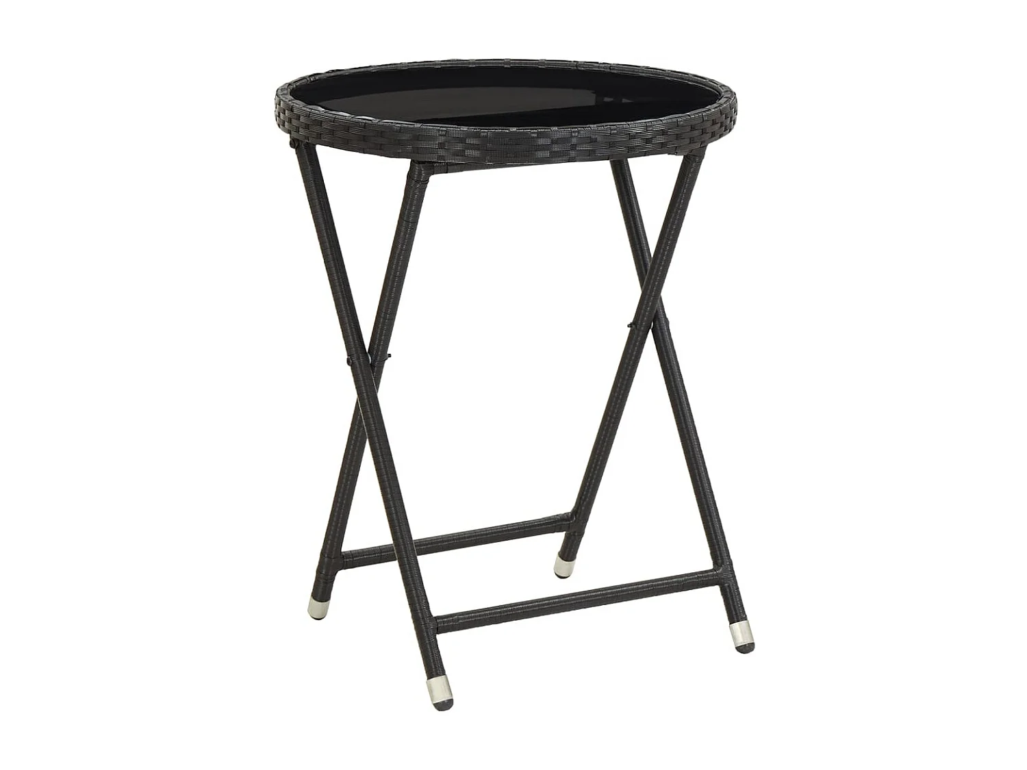 5 peças conjunto bistrô de jardim vime PE e vidro temperado preto