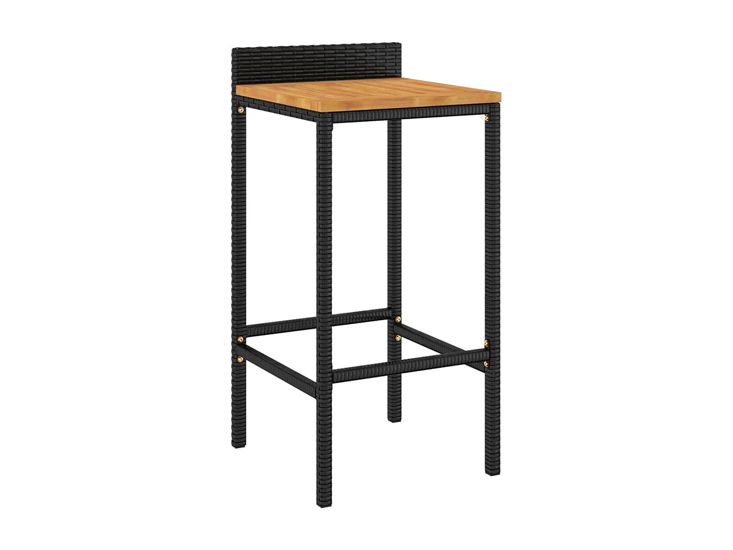 Mesa bar y taburetes jardín 7 piezas madera acacia ratán PE negro