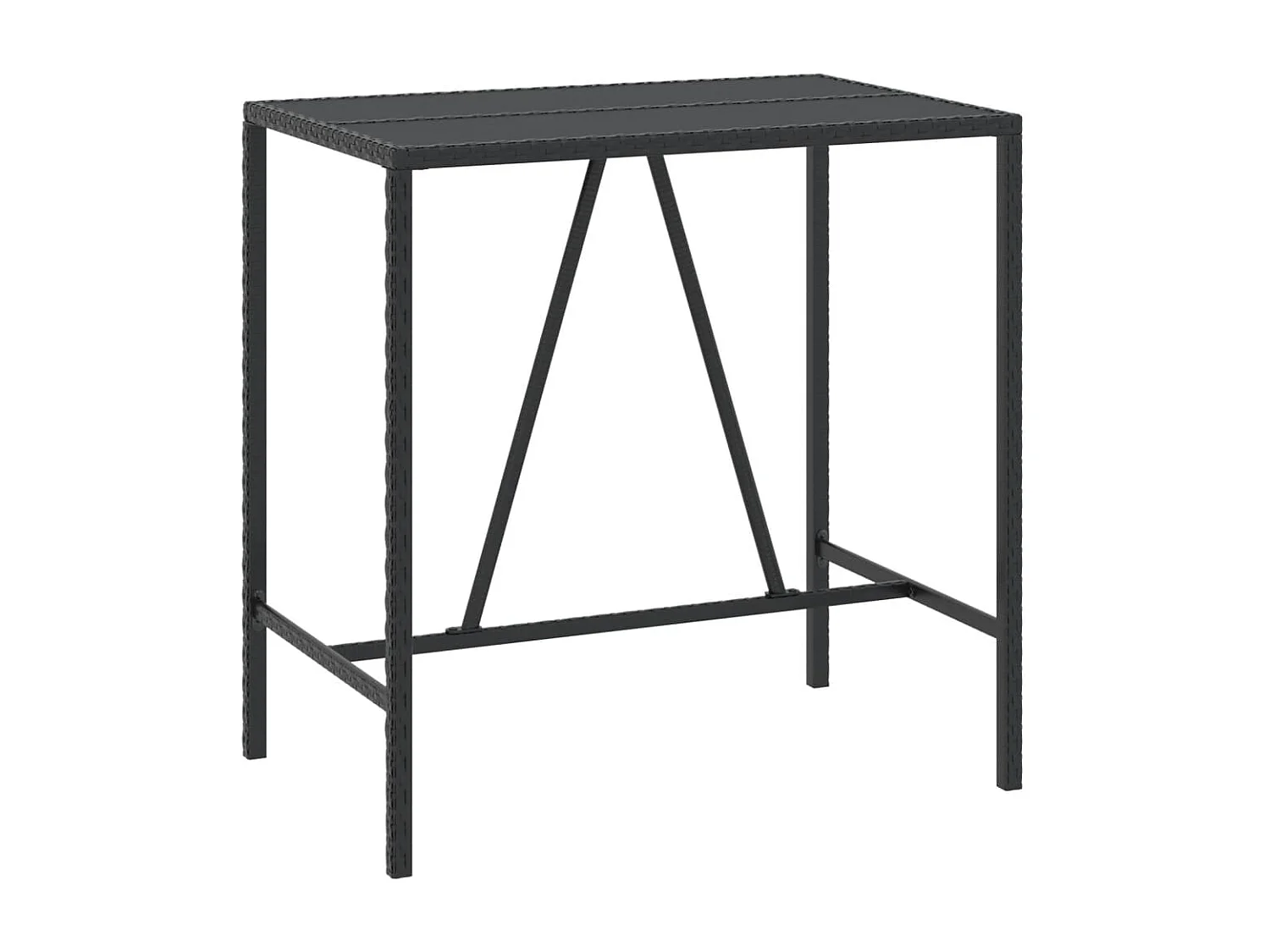 Mesa bar y taburetes jardín 7 piezas madera acacia ratán PE negro