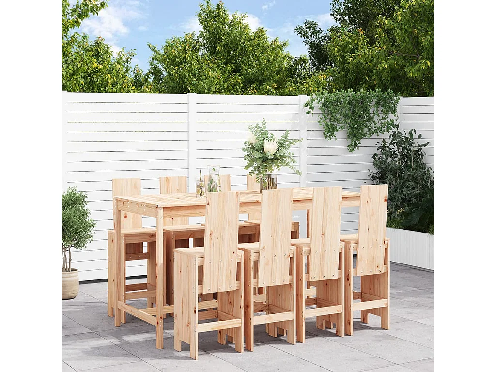 Ensemble de bar de jardin 9 pièces Bois de pin massif