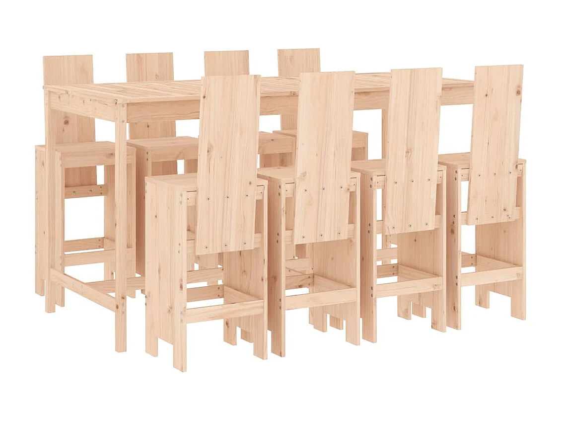 Ensemble de bar de jardin 9 pièces Bois de pin massif