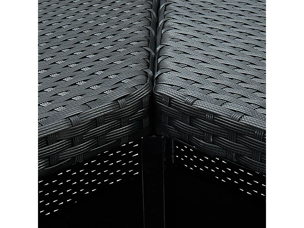 Meuble de bar de jardin 16 pièces et coussins Résine tressée Noir