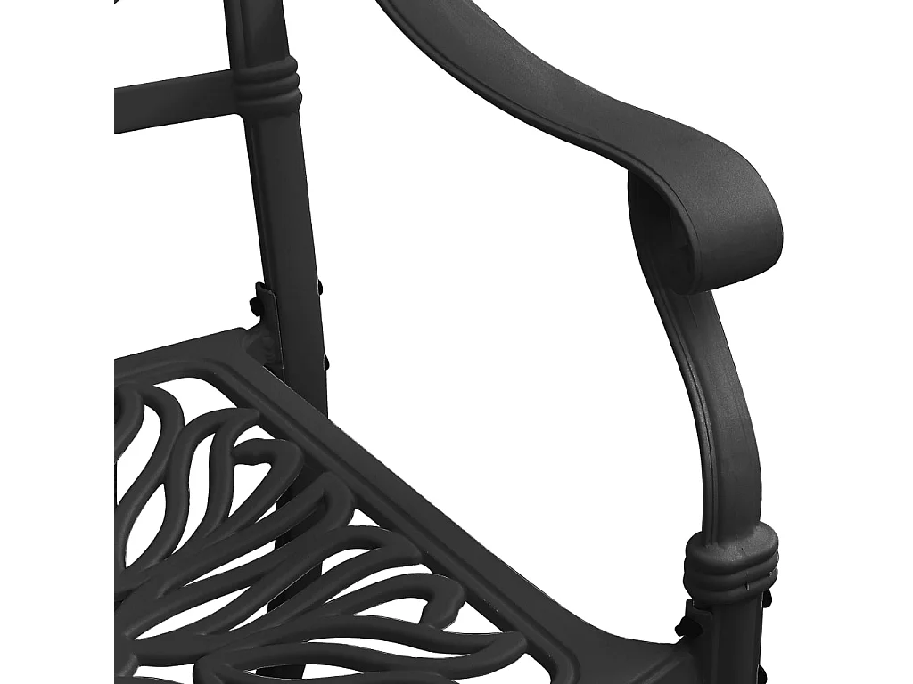 Mesa y sillas de bistró 5 piezas aluminio fundido negro