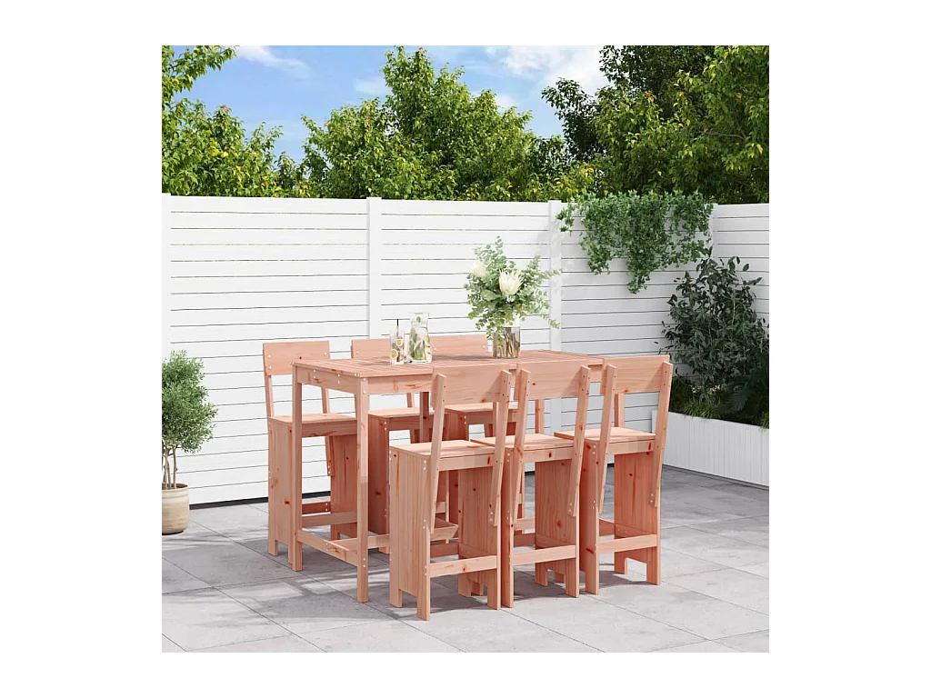 Ensemble de bar de jardin 7 pièces bois massif douglas