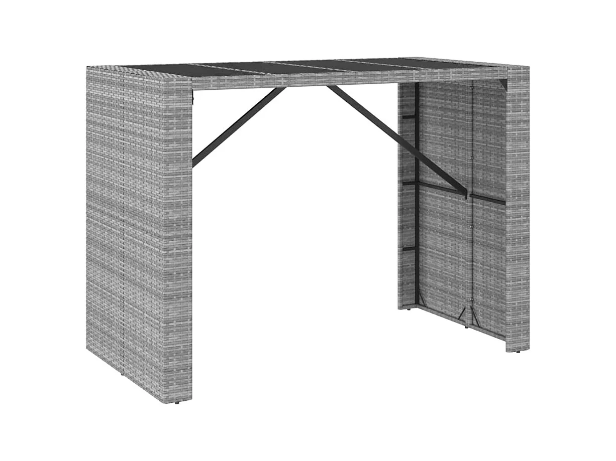 Ensemble de bar de jardin 7 pièces avec coussins gris poly rotin