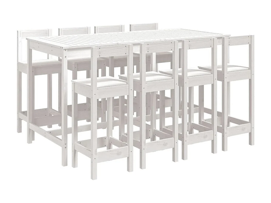 Ensemble de bar de jardin 9 pièces blanc bois de pin massif