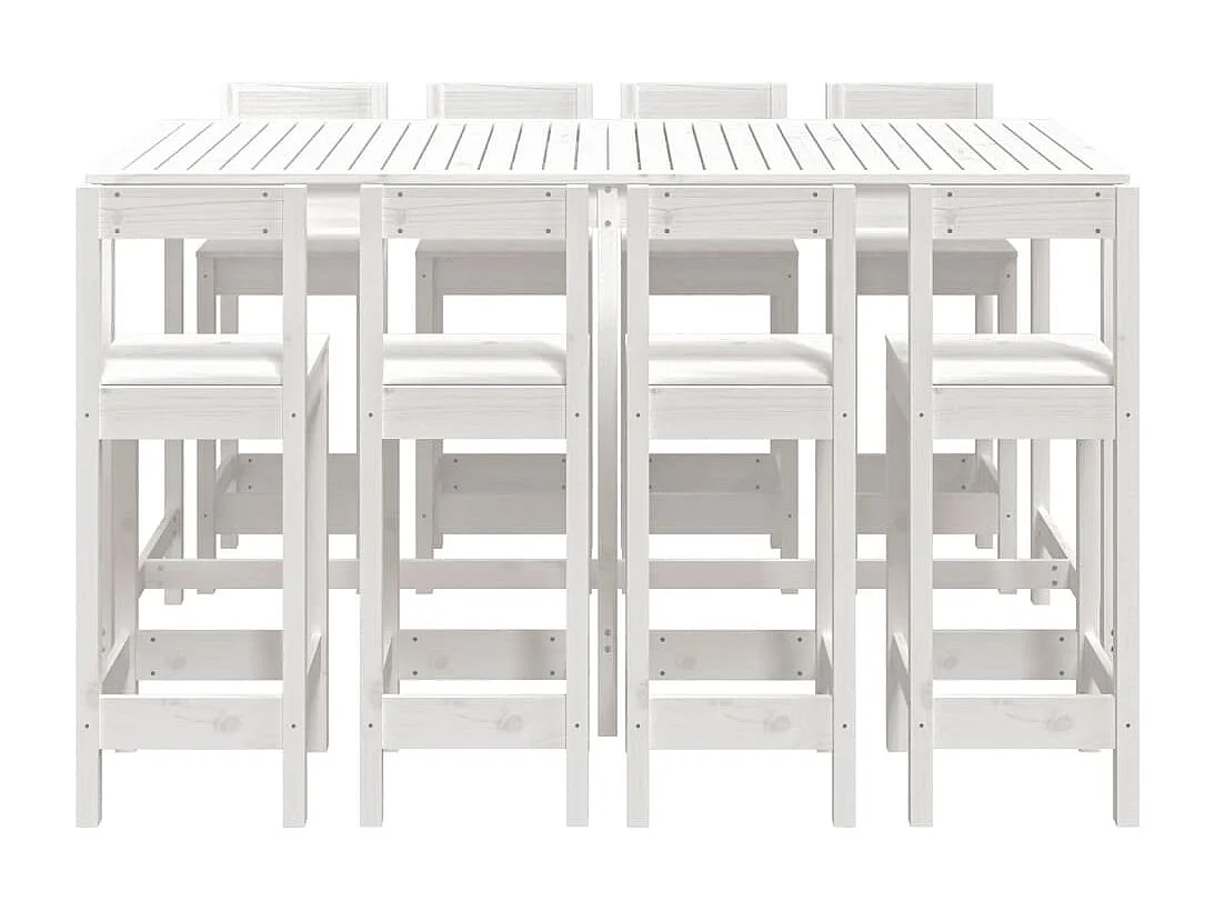 Ensemble de bar de jardin 9 pièces blanc bois de pin massif