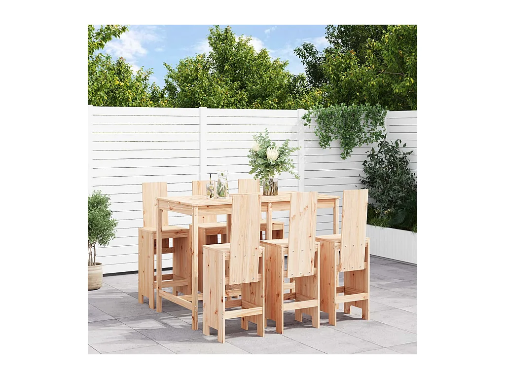 Ensemble de bar de jardin 7 pièces Bois de pin massif