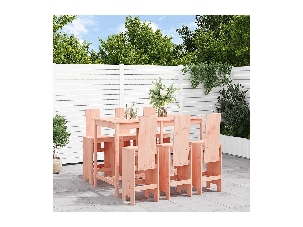 7 peças conjunto de bar para jardim madeira de douglas maciça