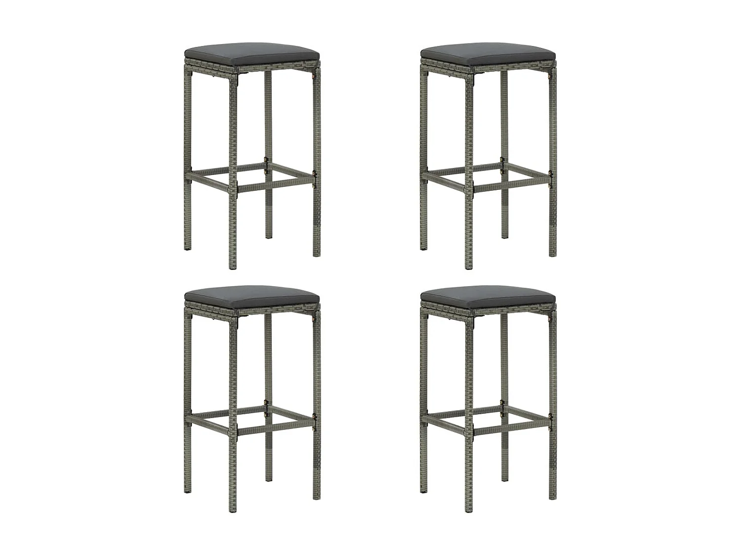 Ensemble de bar de jardin avec coussins 5 pièces Gris