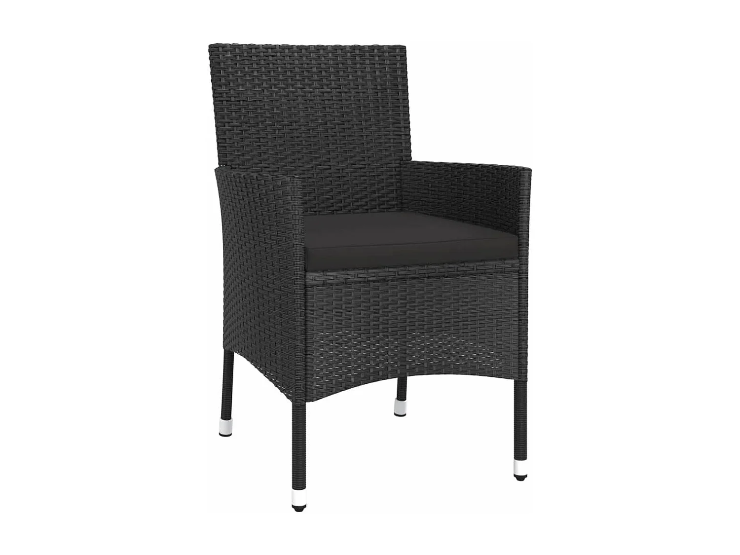 3 peças conjunto bistrô de jardim c/ almofadões vime PE preto