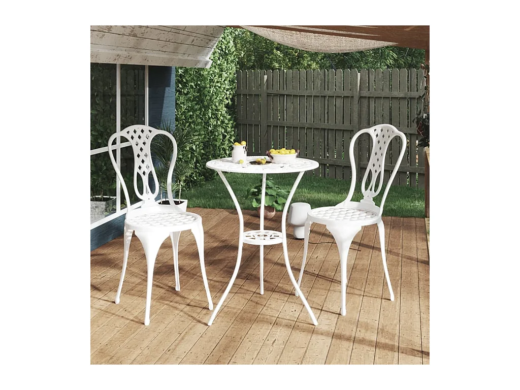 Ensemble de bistro 3 pièces Aluminium coulé Blanc