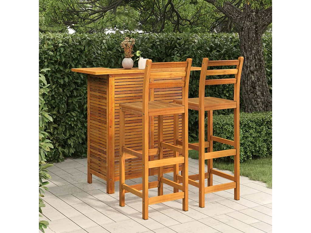 Ensemble de bar de jardin 3 pièces Bois d'acacia solide