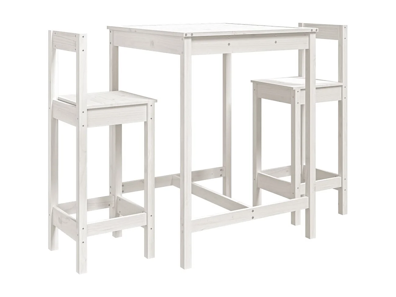 Ensemble de bar de jardin 3 pièces blanc bois de pin massif