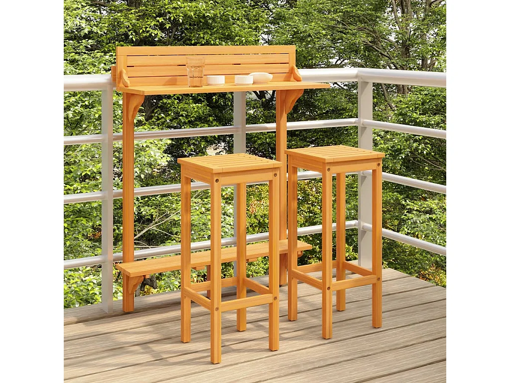 Ensemble de bar de balcon 3 pièces Bois d'acacia solide