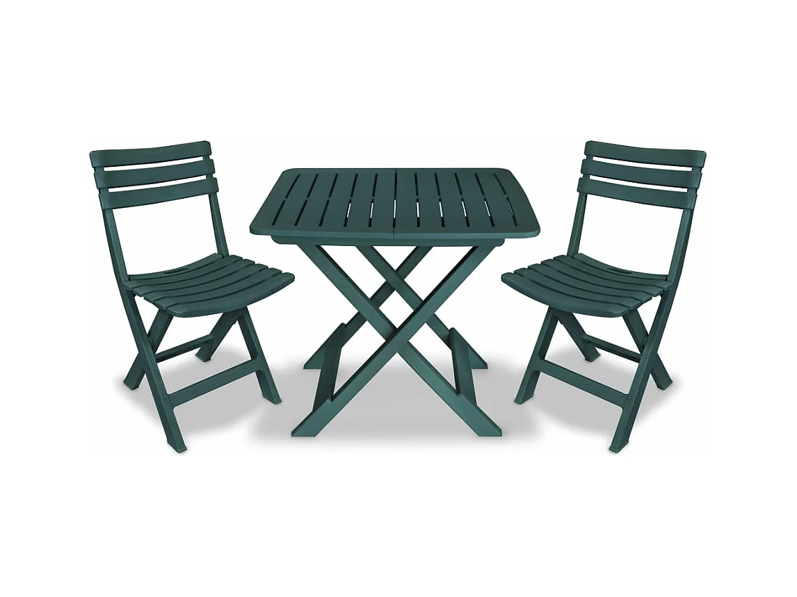 Conjunto bistrô para jardim 3 peças plástico verde