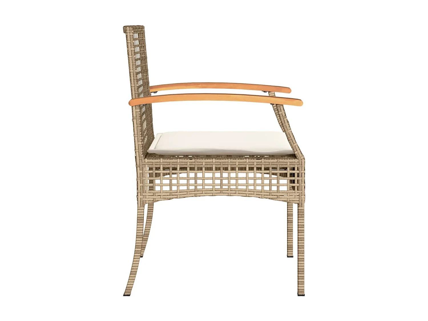 Ensemble de bistro 3 pièces coussins beige résine tressée acacia