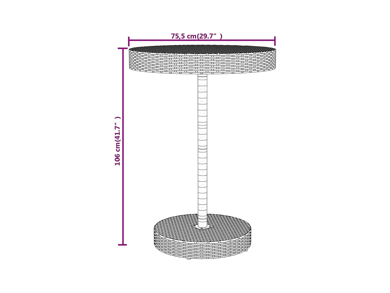 Ensemble de bar jardin 5 pièces noir poly rotin/bois massif acacia