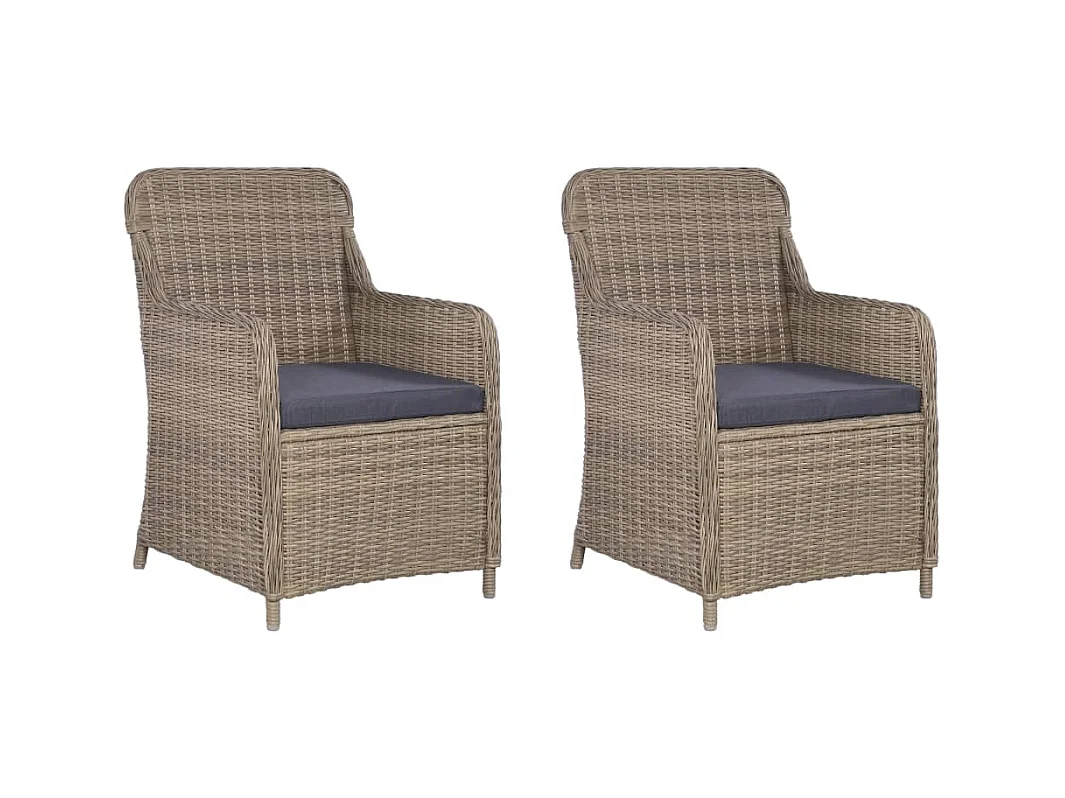 Conjunto bistrô com almofadões 3 peças vime PE castanho