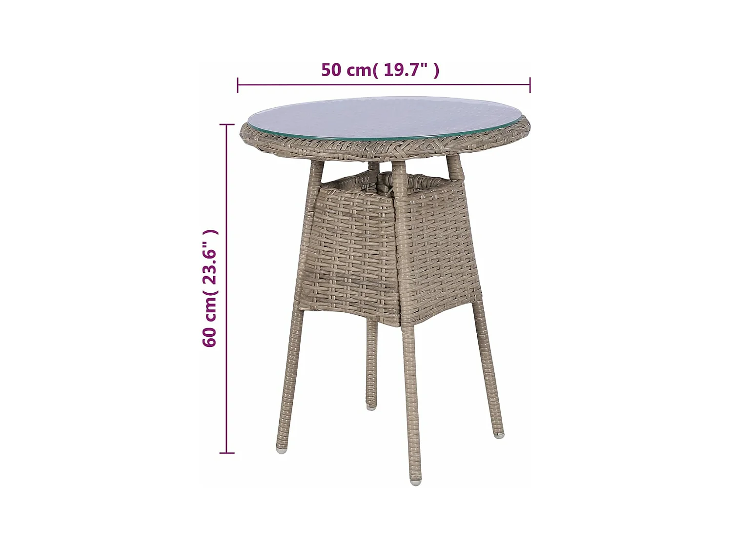 Conjunto bistrô com almofadões 3 peças vime PE castanho