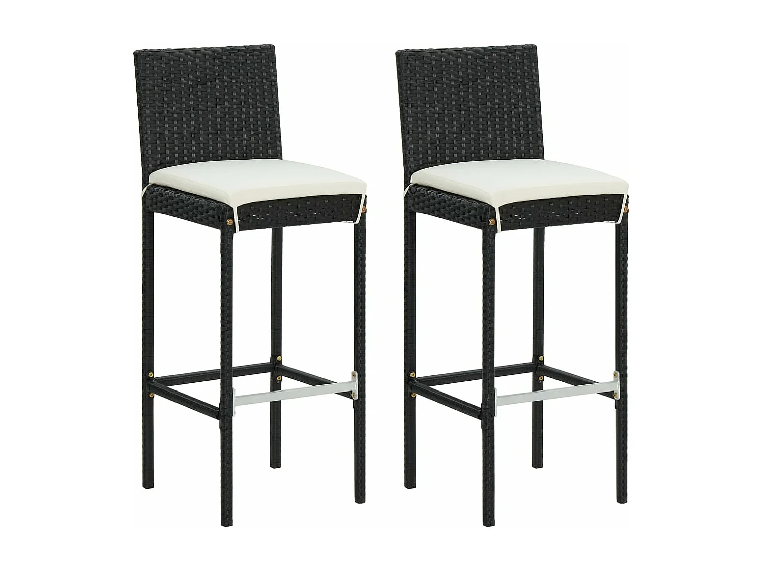 Ensemble de bar de jardin avec coussins 3 pièces Noir