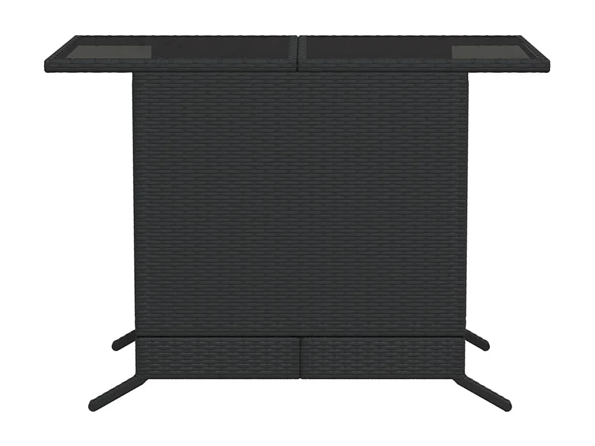 3 peças conjunto de bistrô com almofadões vime PE preto