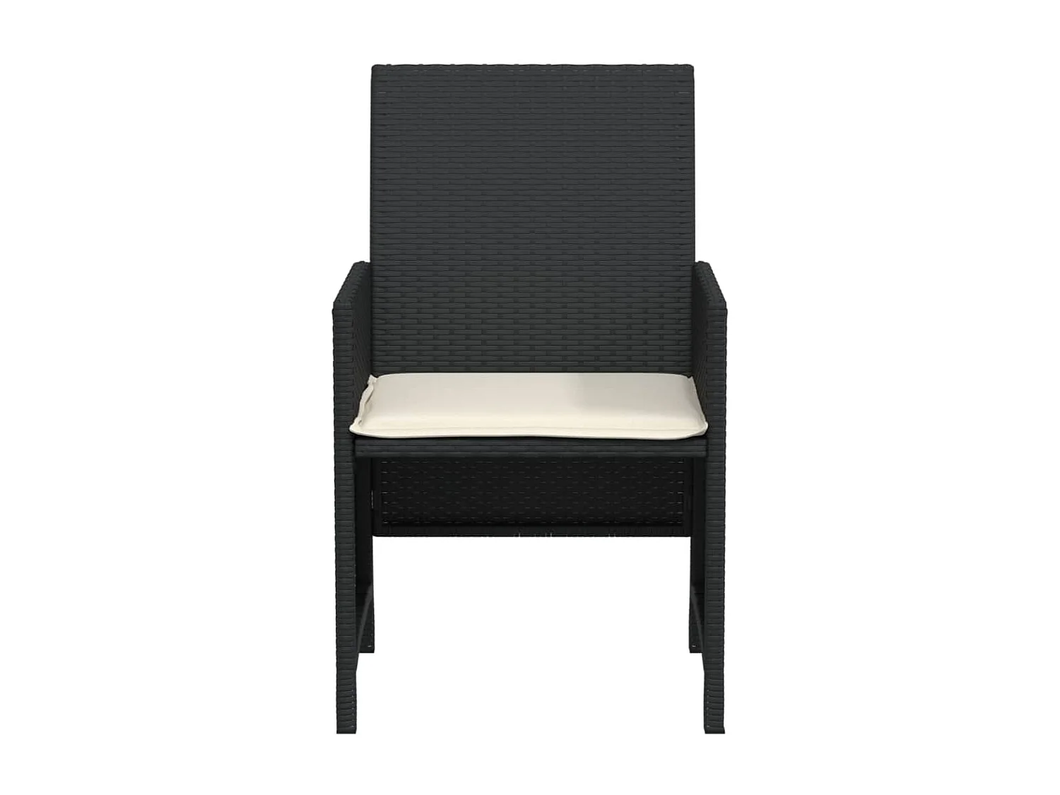 3 peças conjunto de bistrô com almofadões vime PE preto