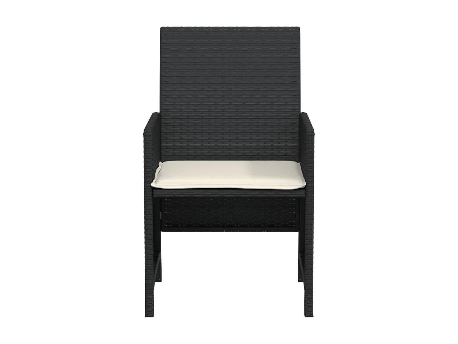 3 peças conjunto de bistrô com almofadões vime PE preto