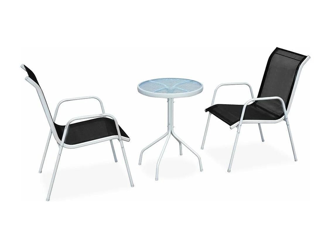 Conjunto bistrô aço + textilene 50x71 cm preto