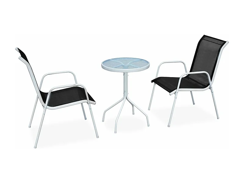 Conjunto bistrô aço + textilene 50x71 cm preto