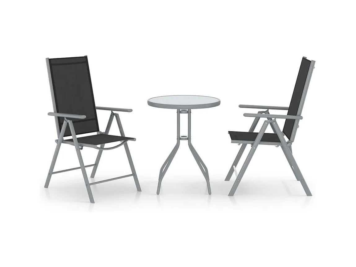 Mobilier de bistro 3 pièces Aluminium et textilène Argenté