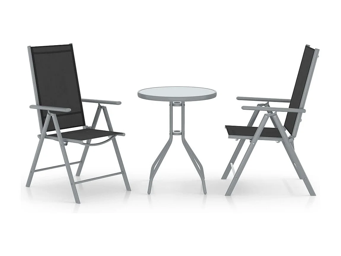 Mobilier de bistro 3 pièces Aluminium et textilène Argenté