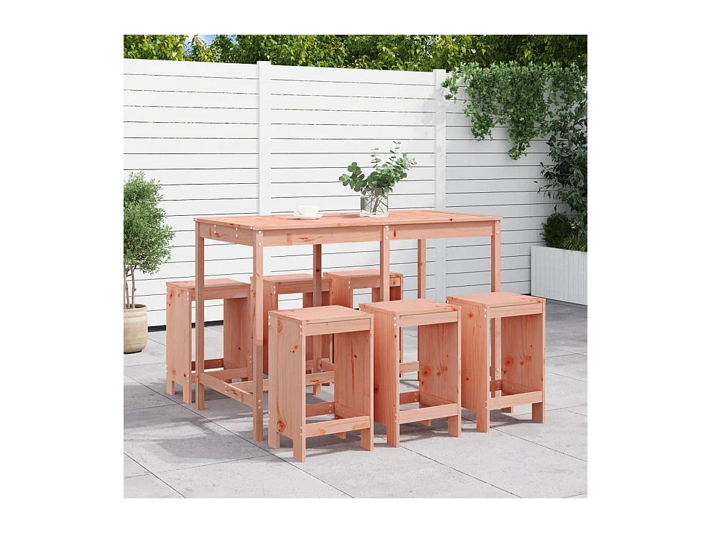 Ensemble de bar de jardin 7 pièces bois massif douglas