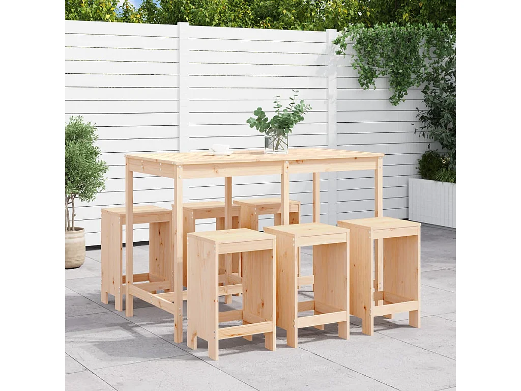 Ensemble de bar de jardin 7 pièces Bois de pin massif